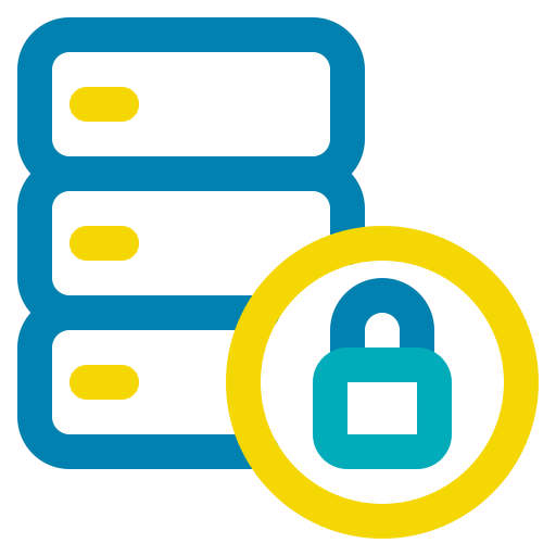 Database, lock, privacy, server, storage icon