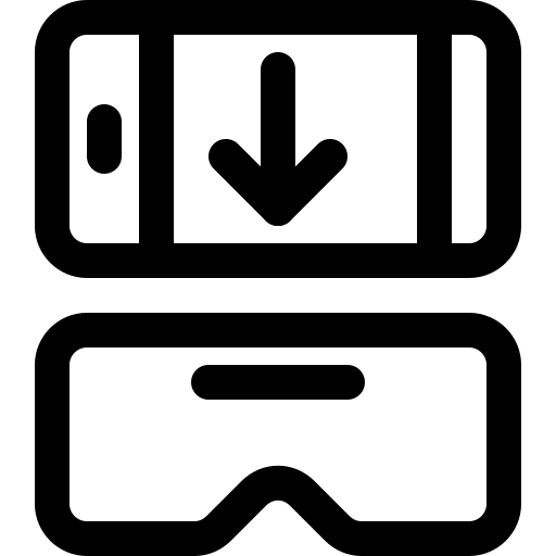 Arrow, connect, glasses, reality, smartphone, virtual, vr icon