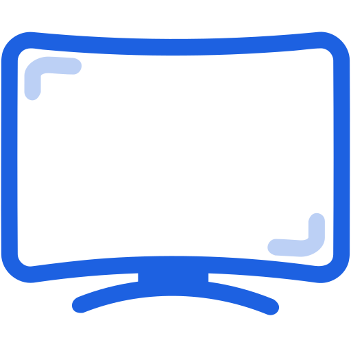 Curved, screen, sleek, television icon