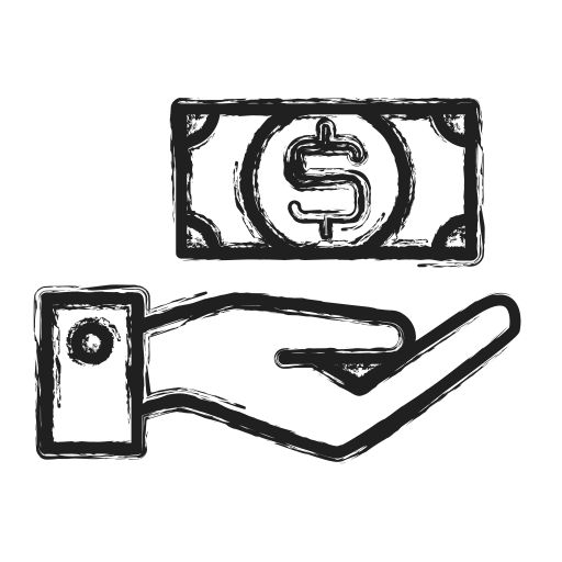 Business, hand, money, on icon