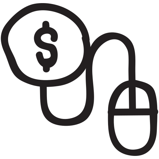 Business, click, coin, cursor, mouse, pay, per icon