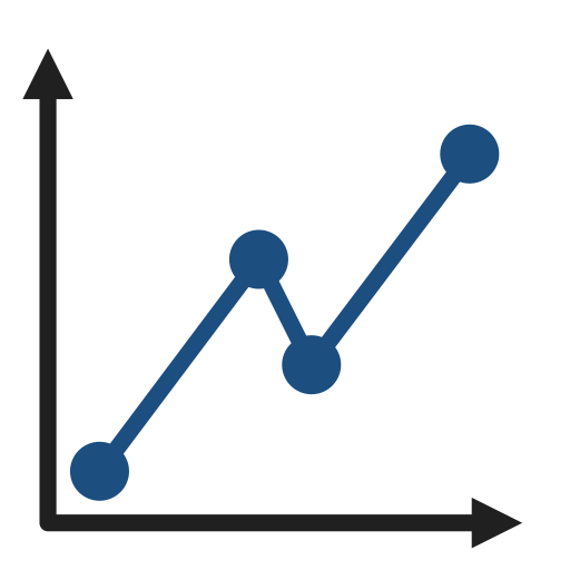 Line, chart, dots, business, analytics, statistics icon