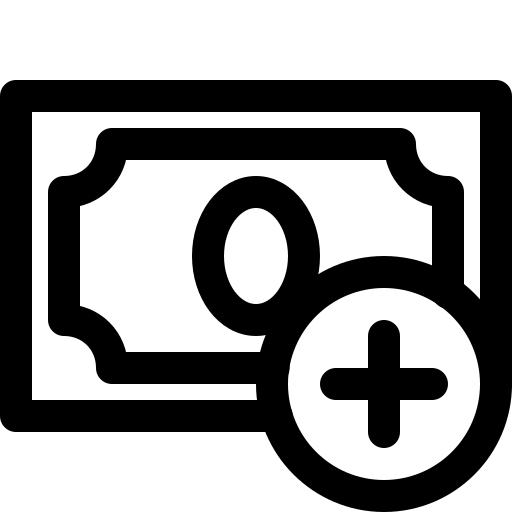 Add, and, business, cash, finance, money icon