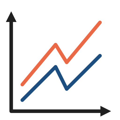 Line, chart, parallel, business, analytics, statistics icon
