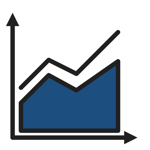 Area, chart, with, line, business, analytics, statistics icon