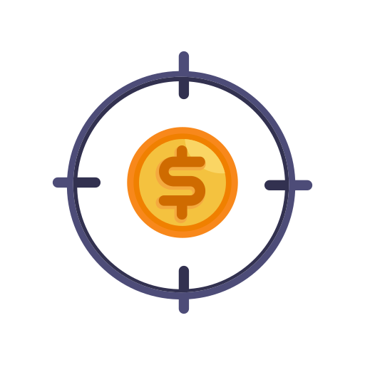 Business, cash, coin, finance, money, office, targeting icon