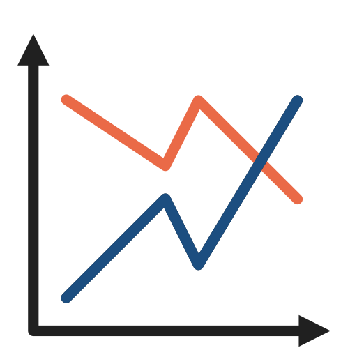 Chart, against, business, analytics, statistics, crossing, scaling icon