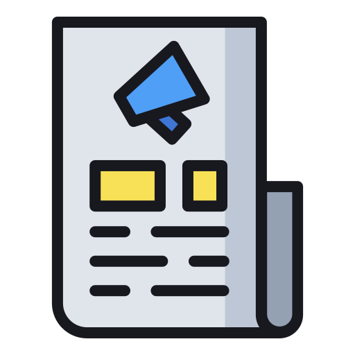 Marketing, newspaper, finance, advertising, business icon
