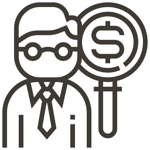 Accounting, finance, banking, businessman, currency, dollar, research icon