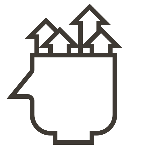 Accounting, finance, arrow, graph, growth, head, thinking icon