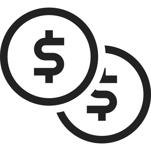 Coins, dollar, money, currency, finance, payment icon