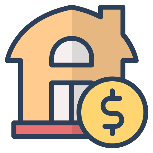 Dollar, finance, house, invesment, money, property, real estate icon
