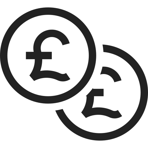Coins, gbp, money, currency, finance, payment icon