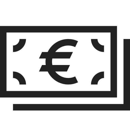 Banknotes, euro, money, currency, finance, payment icon