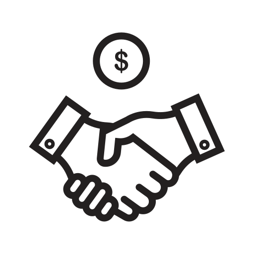 Agreement, bussiness, hands, media, meeting, money, sale icon