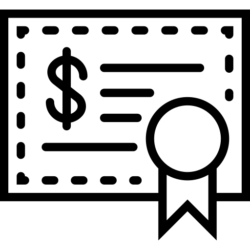Business tools, investment, certificate, proof, result icon
