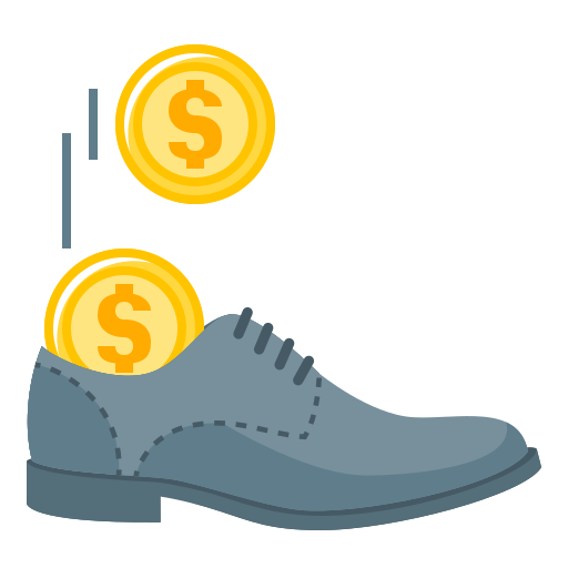Cash, cash stash, stash, cache, coins, hide, shoe icon