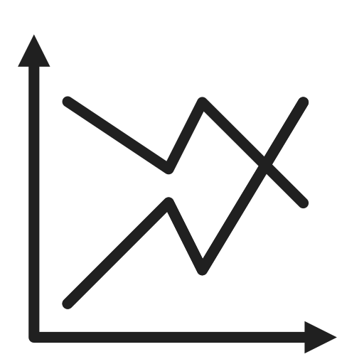 Line, chart, against, revenue icon