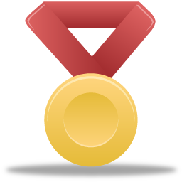 Gold, metal, red icon