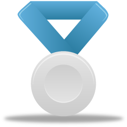 Blue, metal, silver icon