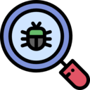 ui,security,bug,seo and web,magnifying glass,loupe,antivirus,scan,malware,searching ok 