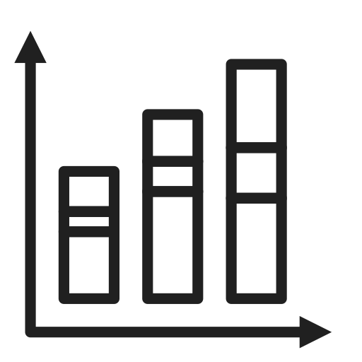 Stacked, bar, chart, sorted icon
