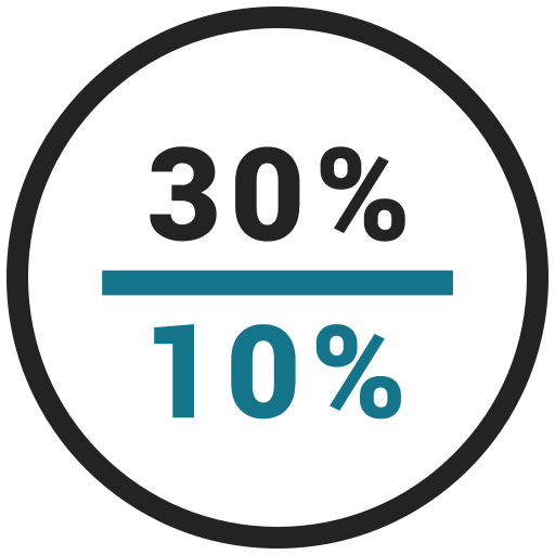 Percent, rate, ten, thirty icon