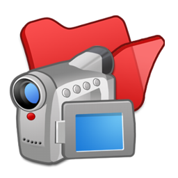 Folder, red, videos icon