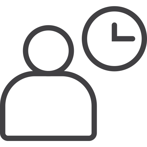 Clock, management, organization, personal, time, user icon