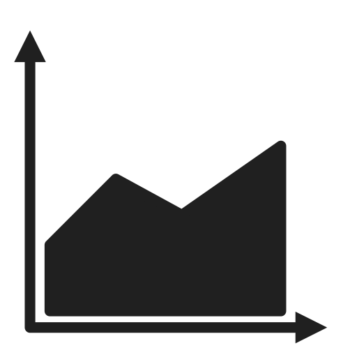 Single, area, chart, revenue icon