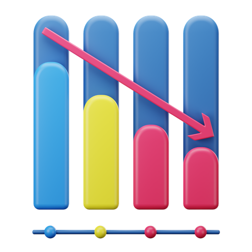Bar, chart, negative, descending icon