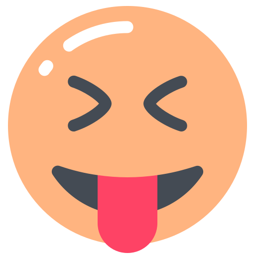 Face, squinting, tongue, with icon
