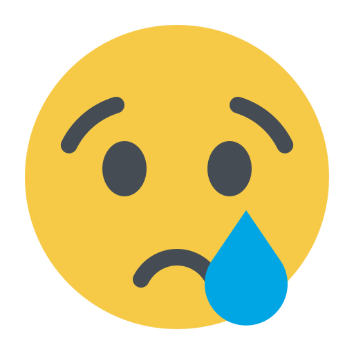 Sad, smiley, tear icon