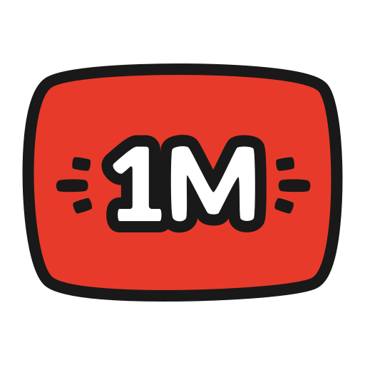 1m, million, views, youtube, one million icon
