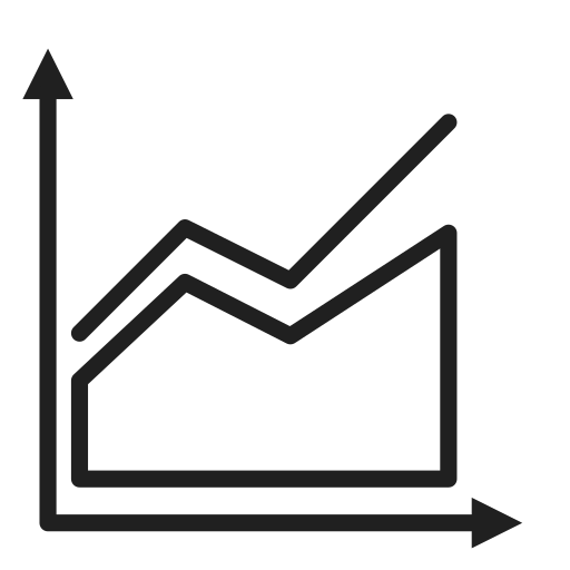 Area, chart, with, line icon