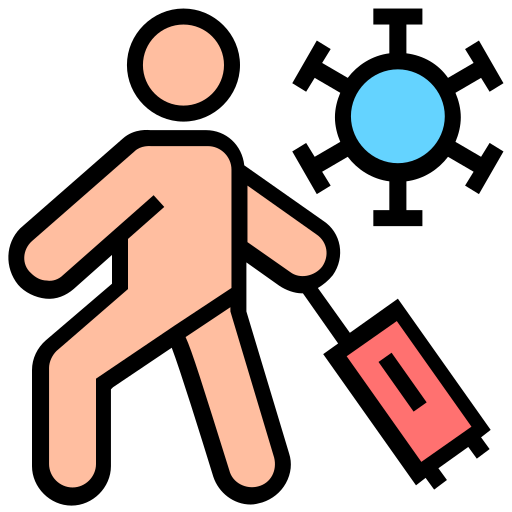 Bag, corona, coronavirus, covid, going, person, virus icon