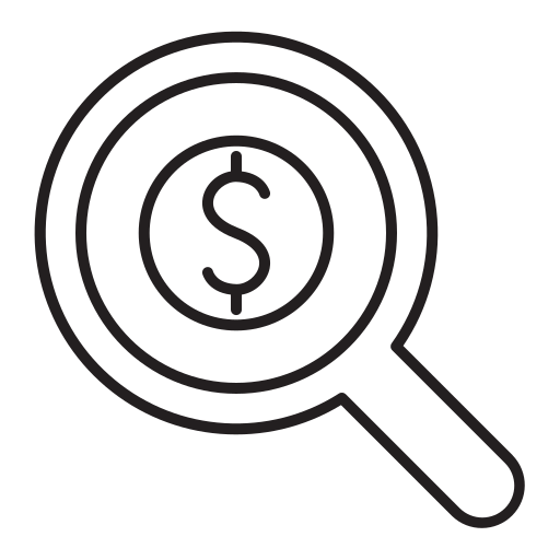 Consultation, money, finding, searching, budget icon