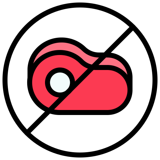 Meat, no raw food, raw meat, virus icon