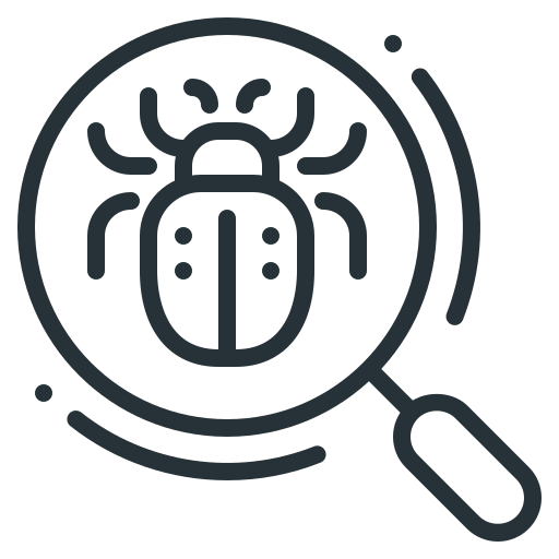 Antivirus, bug, bug search, magnifier, quality assurance, search icon