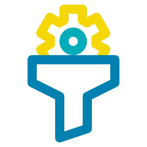 Big data, filter, filtering, gear, seo icon