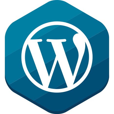 Blog, blue, cms, hexagonal, wordpress icon