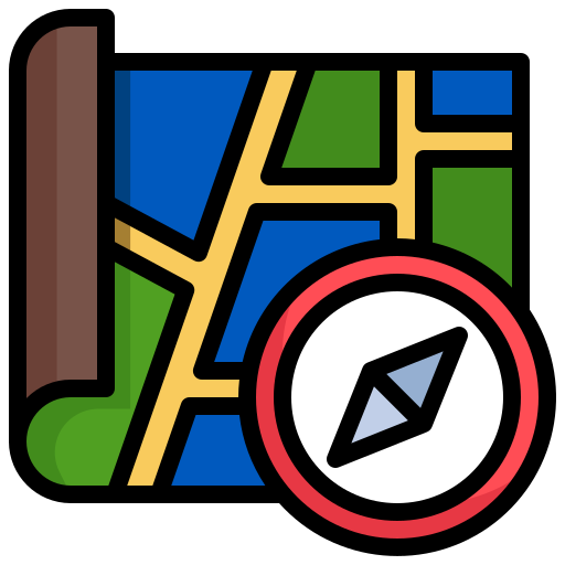 Compass, map, location, placeholder, street icon