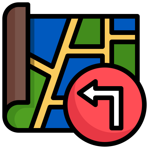 Turn, left, map, location, placeholder, street icon
