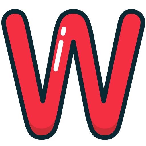 Alphabet, letter, red, upper, w icon