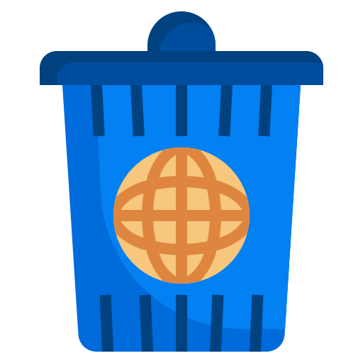 Globe, email, delete, recycle, trash, can, interface icon