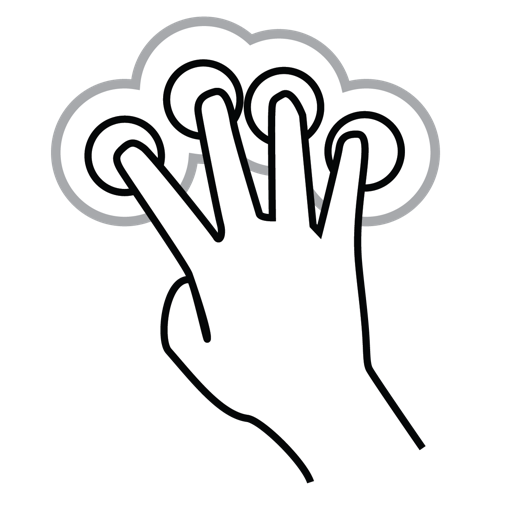Double, finger, four, gestureworks, tap icon