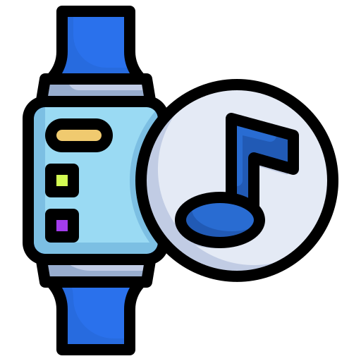 Music, smartwatch, digital, technology, song icon