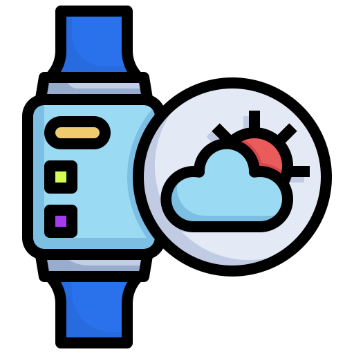 Weather, smartwatch, digital, technology, cloud icon