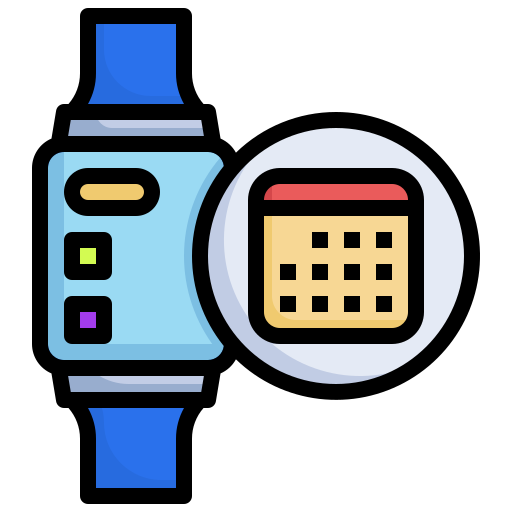 Calendar, smartwatch, digital, technology, date icon