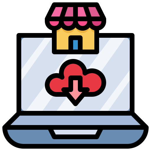 Cloud, commerce, shopping, online, store, market icon